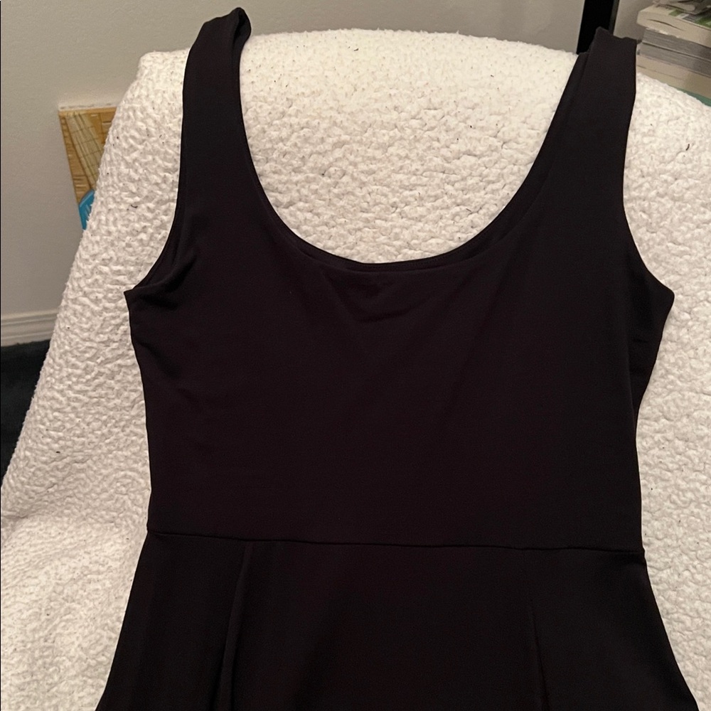 American Eagle black flowy midi dress w/ side split & tank-style straps in L - Picture 2 of 4